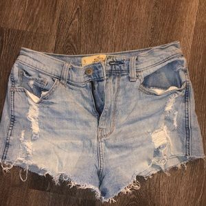 Distressed denim shorts